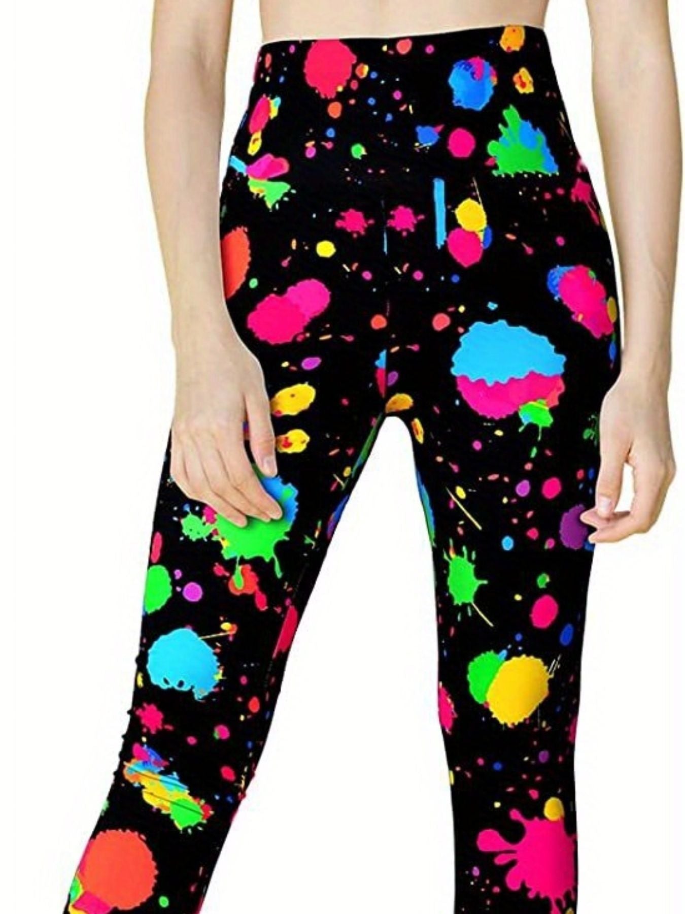 Throwing Print Butt-Lifting Sexy Yoga Pants, High Waist Slim Fit Mid-Stretch Fitness Workout Pants, Women's Activewear