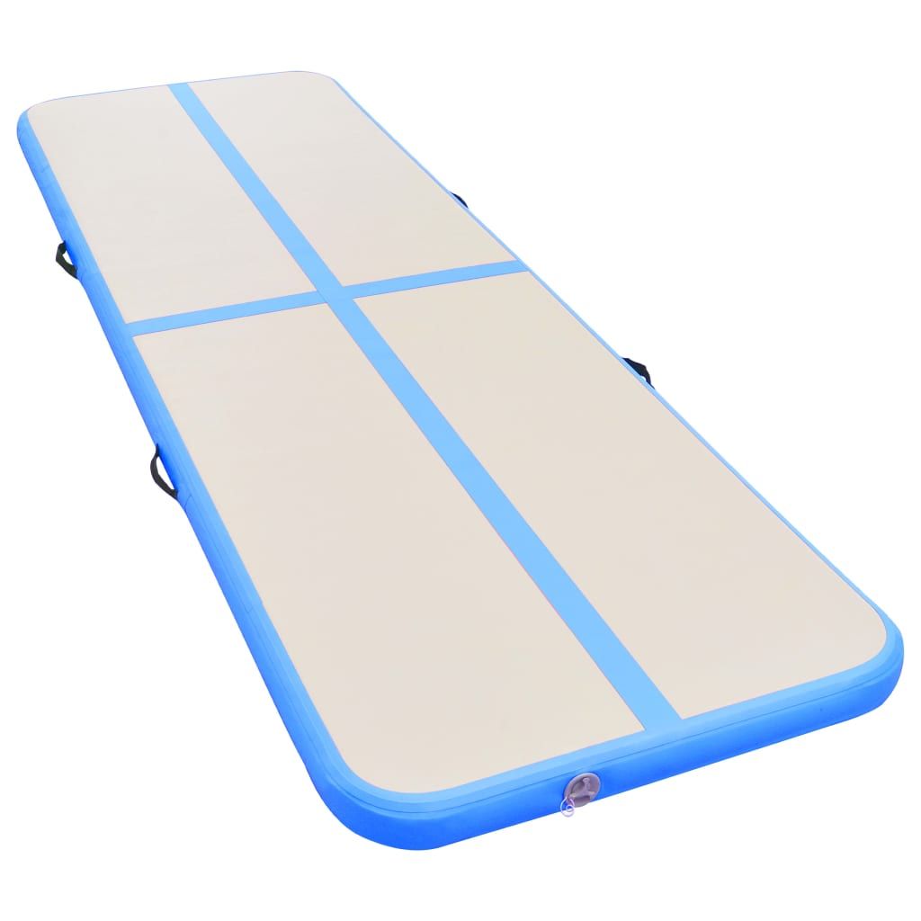 Inflatable Gymnastics Mat with Pump 118.1"x39.3"x3.9" PVC Blue