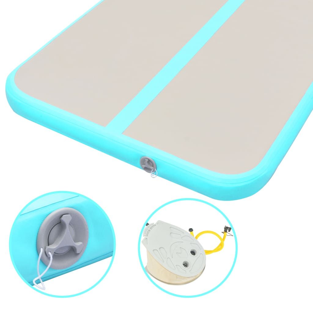 Inflatable Gymnastics Mat with Pump 157.4"x39.3"x3.9" PVC Green