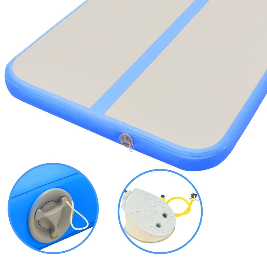 Inflatable Gymnastics Mat with Pump 157.4"x39.3"x3.9" PVC Blue