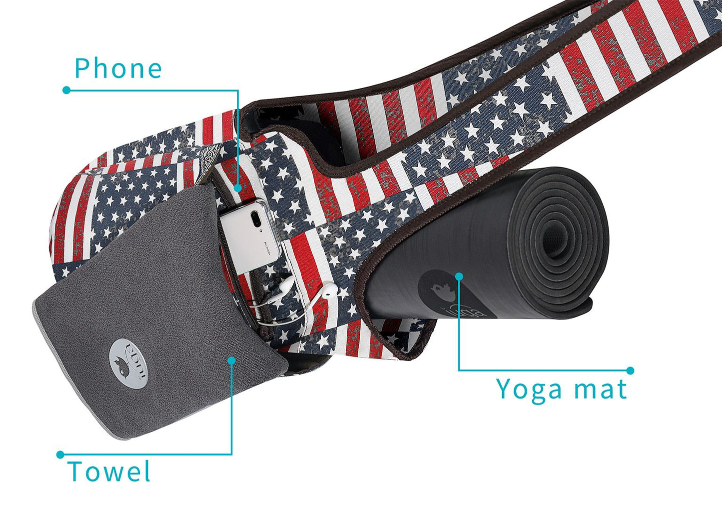 Yoga Mat Bag with Large Size Pocket & Inner Zipper Pocket; Yoga Carrier Bag Tote Sling Carrier Fit Most Yoga Mat Size