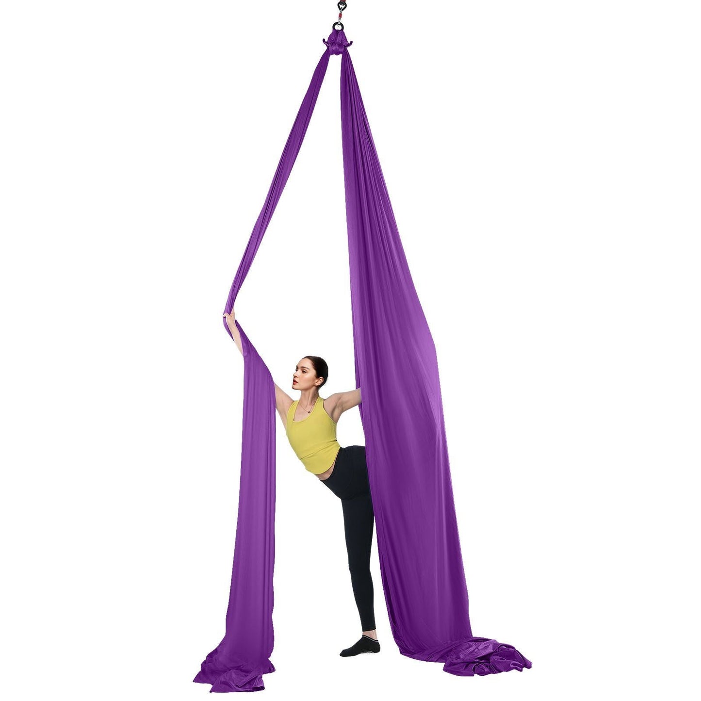 VEVOR Aerial Silk & Yoga Swing, 8.7 Yards, Aerial Yoga Hammock Kit with 100gsm Nylon Fabric, Full Rigging Hardware & Easy Set-up Guide, Antigravity Flying for All Levels Fitness Bodybuilding, Purple