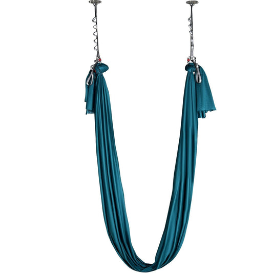 VEVOR Aerial Silk & Yoga Swing, 8.7 Yards, Aerial Yoga Hammock Kit with 100gsm Nylon Fabric, Full Rigging Hardware & Easy Set-up Guide, Antigravity Flying for All Levels Fitness Bodybuilding, Green