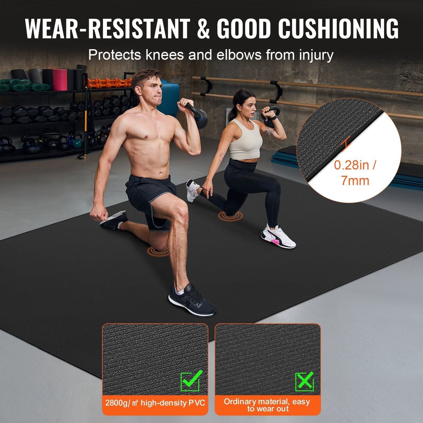 Exercise Mat, Non Slip High Density Premium Yoga Mat, Exercise Yoga Mat for Men & Women, Fitness & Exercise Mat with Bag & Carry Strap, for All Types of Home Yoga, Pilate & Floor Workout (8x6ft)